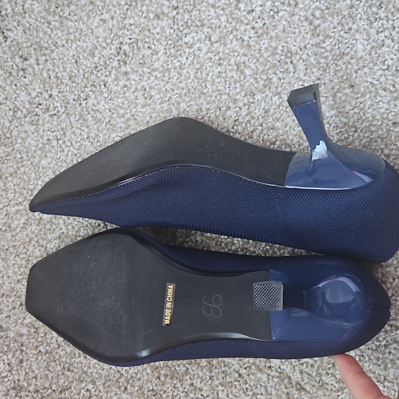 Navy Pointed Kitten Heel Pumps - Women's Dress Shoes - Picture 9 of 12